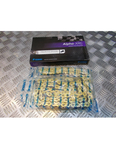 chaine transmission renforce moto tsubaki 530 alpha 2 xrg 104 maillons or 450354