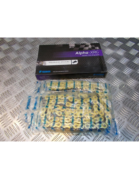 chaine transmission renforce moto tsubaki 530 alpha 2 xrg 104 maillons or 450354