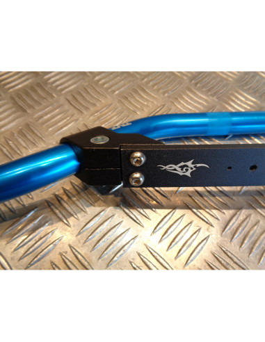 guidon alu bleu highway diam 22 avec barre renfort universel moto mecaboite cros