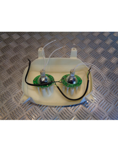 phare optique avant blanc double ampoule 12v 35w / 35w + leds scooter mbk 50 boo