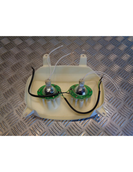 phare optique avant blanc double ampoule 12v 35w / 35w + leds scooter mbk 50 boo