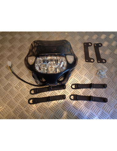 plaque phare tete fourche carbone universel adaptable moto enduro trail mecaboit