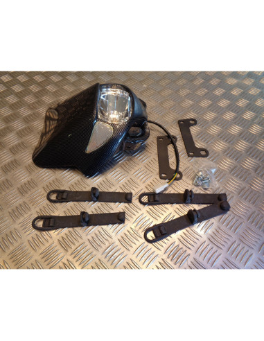 plaque phare tete fourche carbone universel adaptable moto enduro trail mecaboit