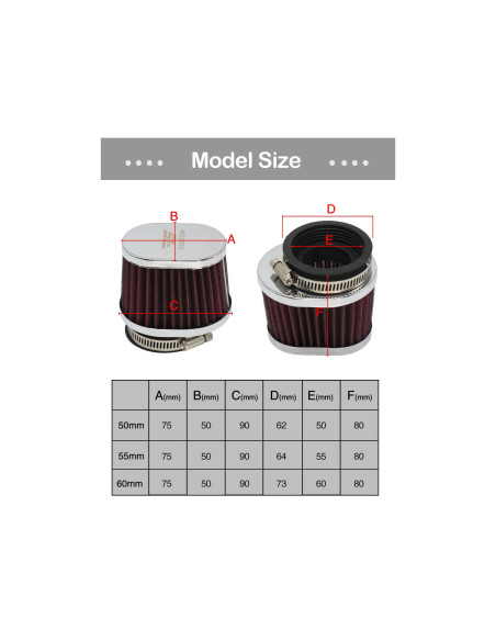 filtre air cornet diam 45 mm universel adaptable moto scooter quad buggy bobber