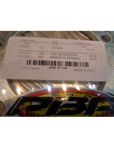 couronne transmission pbr acier 35 dents chaine 525 moto ducati 749 999 4443.35.