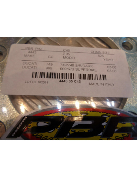 couronne transmission pbr acier 35 dents chaine 525 moto ducati 749 999 4443.35.