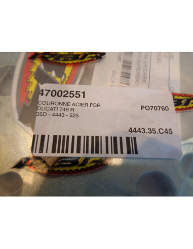 couronne transmission pbr acier 35 dents chaine 525 moto ducati 749 999 4443.35.
