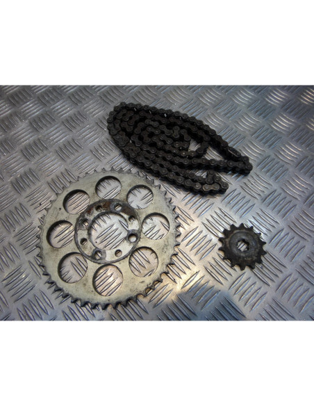 kit chaine pignon 14 dents couronne 46 dents moto suzuki 80 ts