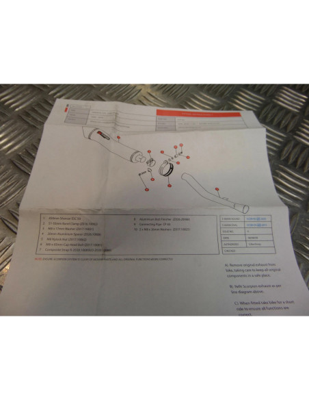 montage scorpion cp063 tube pot silencieux moto yamaha 1000 fzs fazer Z039.YA64