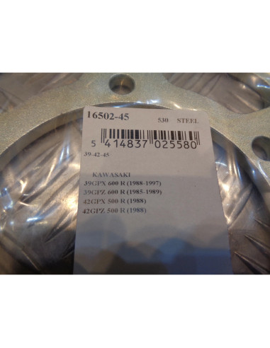 couronne transmission moto kawasaki gpx gpz 500 600 r afam acier 45 dents en 530