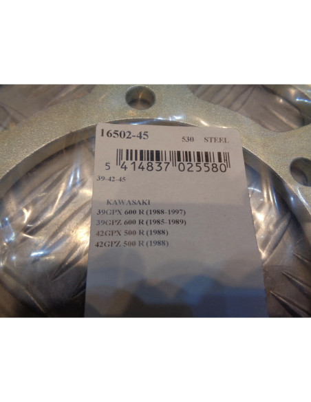 couronne transmission moto kawasaki gpx gpz 500 600 r afam acier 45 dents en 530