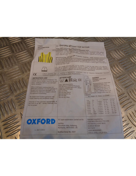 gilet jaune securite oxford brighttop active taille xs motard moto OF398 bihr 25