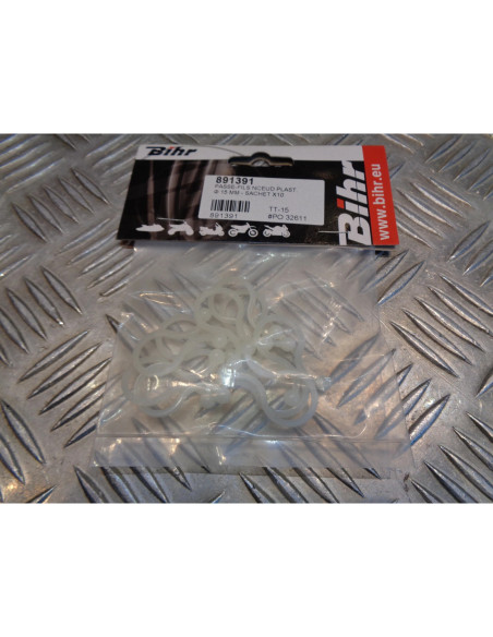 sachet 10 x passe fils noeud plastique blanc transparent diam 15mm fixation fais
