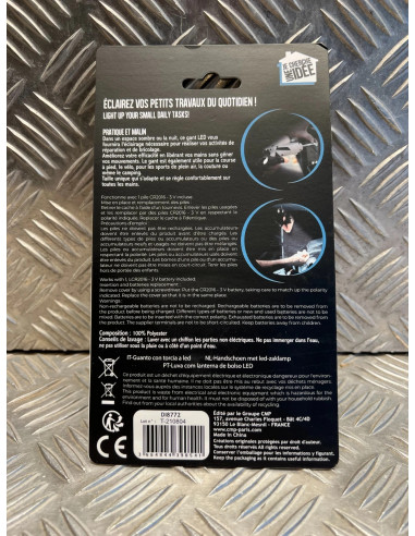 gant a 2 lampes leds lumineux lumière avec taille ajustable a chaque mains