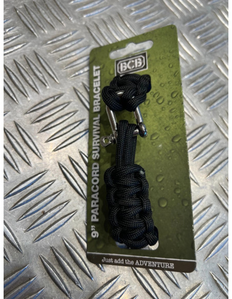 Bcb bracelet paracord 23 cm noir avec boucle neuf