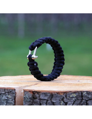Bcb bracelet paracord 23 cm noir avec boucle neuf