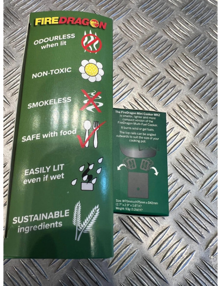 mini rechaud cuiseur bcb fire dragon mk2 avec 12 combustible