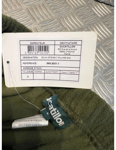 pantalon sous vetement bas isolant polaire kaki taille s ducatillon