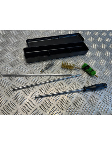 Boite avec baguette acier inox + 3 brosses pour nettoyage cal12 ou 16 et 20