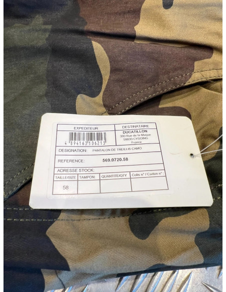 pantalon de chasse treillis 6 poches coton camo ce taille 58