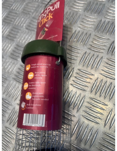 mangeoire pour oiseaux a cacahuete métal 20 cm ring pull click