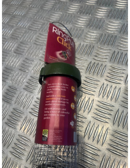 mangeoire pour oiseaux a cacahuete métal 20 cm ring pull click