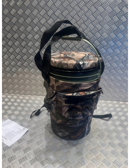 Tabouret chaise pivotant camouflage rembourre sceau 25L rangement 45x30cm