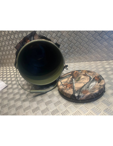 Tabouret chaise pivotant camouflage rembourre sceau 25L rangement 45x30cm