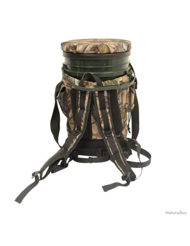 Tabouret chaise pivotant camouflage rembourre sceau 25L rangement 45x30cm