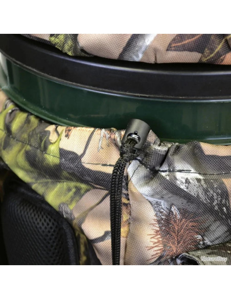 Tabouret chaise pivotant camouflage rembourre sceau 25L rangement 45x30cm