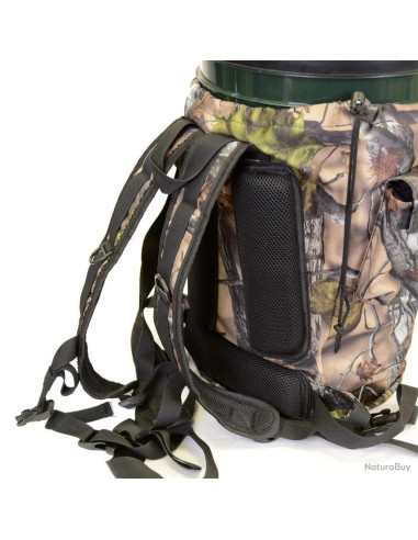 Tabouret chaise pivotant camouflage rembourre sceau 25L rangement 45x30cm