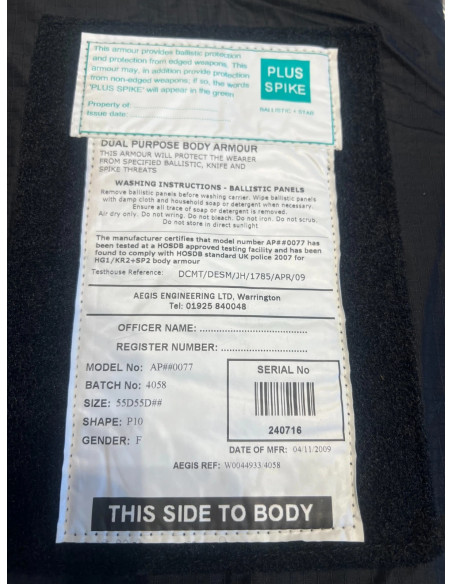 Plaque Balistique 46 X 31 Cm Souple Protection Contre Armes De Poings Et Couteau