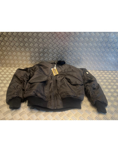 veste bombers mil-tec cwu col en fourrure noir neuf taille xxl
