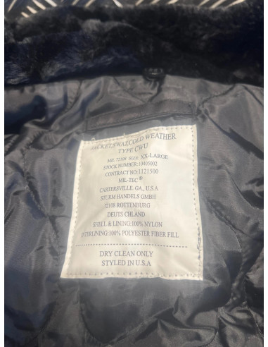 veste bombers mil-tec cwu col en fourrure noir neuf taille xxl