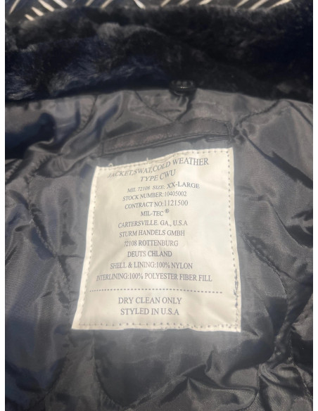 veste bombers mil-tec cwu col en fourrure noir neuf taille xxl