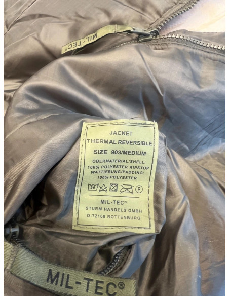 veste doudoune thermique grand froid réversible mil-tec vert ou marron taille m