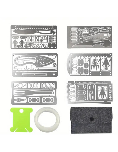 survie 6 cartes outil multifonction peche chasse randonnee camping survivalisme