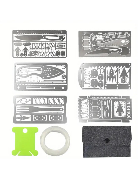 survie 6 cartes outil multifonction peche chasse randonnee camping survivalisme