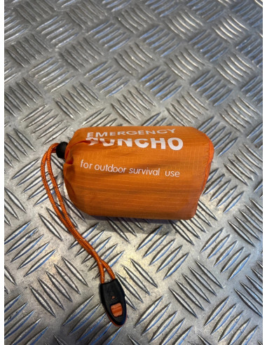 Poncho intempérie pluie couverture survie orange randonnee camping voyage