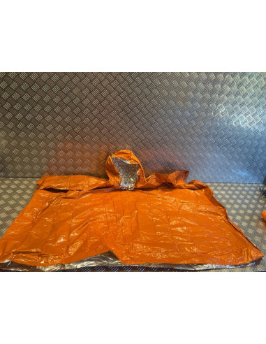 Poncho intempérie pluie couverture survie orange randonnee camping voyage