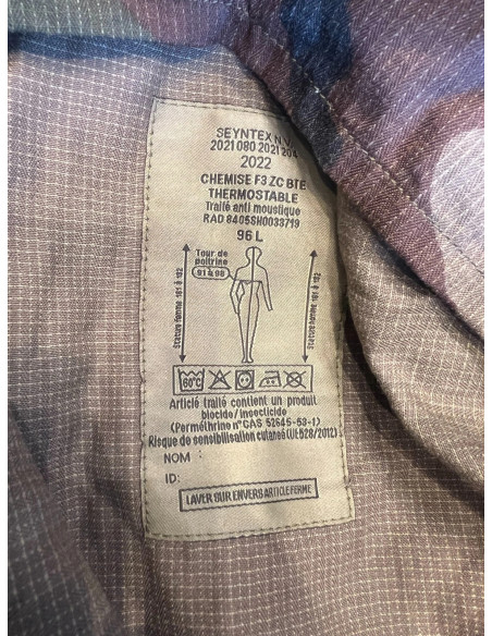 veste chemise combat militaire f3 thermostable seyntex armee francaise taille 96