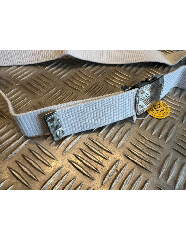 Ceinture militaire en toile nylon blanc avec boucle chrome