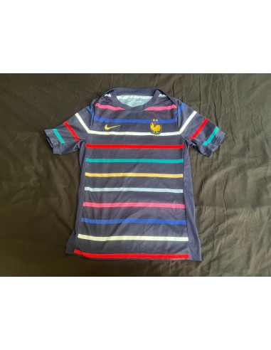 t shirt tshirt maillot enfant nike football fff france bleu taille s
