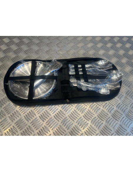 kit vaisselle camping acier inoxydable pique nique assiette fourchette cuillere