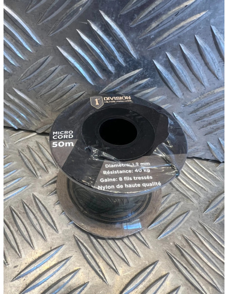Bobine 50m microcord edcx diametre 1,2mm kaki vert division military paracords