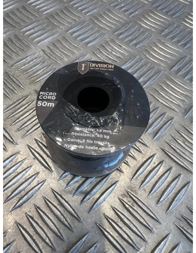 Bobine de 50m de microcord edcx diametre 1,2mm noir division military paracords