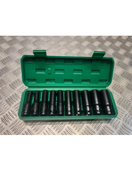 Jeu de 10 douilles 1/2 pour clé à chocs hexagonaux 10-24mm