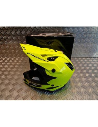 casque progrip 3091 pour moto cross mx enduro taille xl 61 - 62 jaune fluo