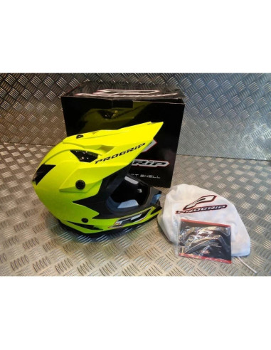 casque progrip 3091 pour moto cross mx enduro taille xl 61 - 62 jaune fluo