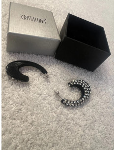 Boucles oreilles cristaluna carmen cristal acrylique noir swarovski neuf 3013150 2